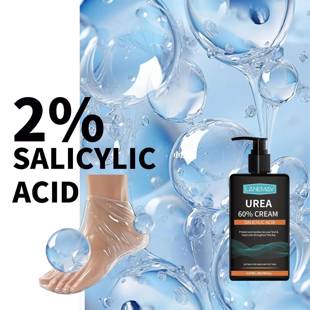 Harnstoff 60% Creme mit Salicylsäure - Spendet trockener, rauer und rissiger Haut tiefenwirksam Feuchtigkeit, zieht schnell ein und fettet nicht - Geeignet für Hand und Fuß, 150ml