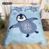 Penguin Comforter Cover Package Queen Dimension Size Sweet Animal Design for Kids Teens Bed Ensemble Sweet Penguin Animal Design Cozy Quilt Cover