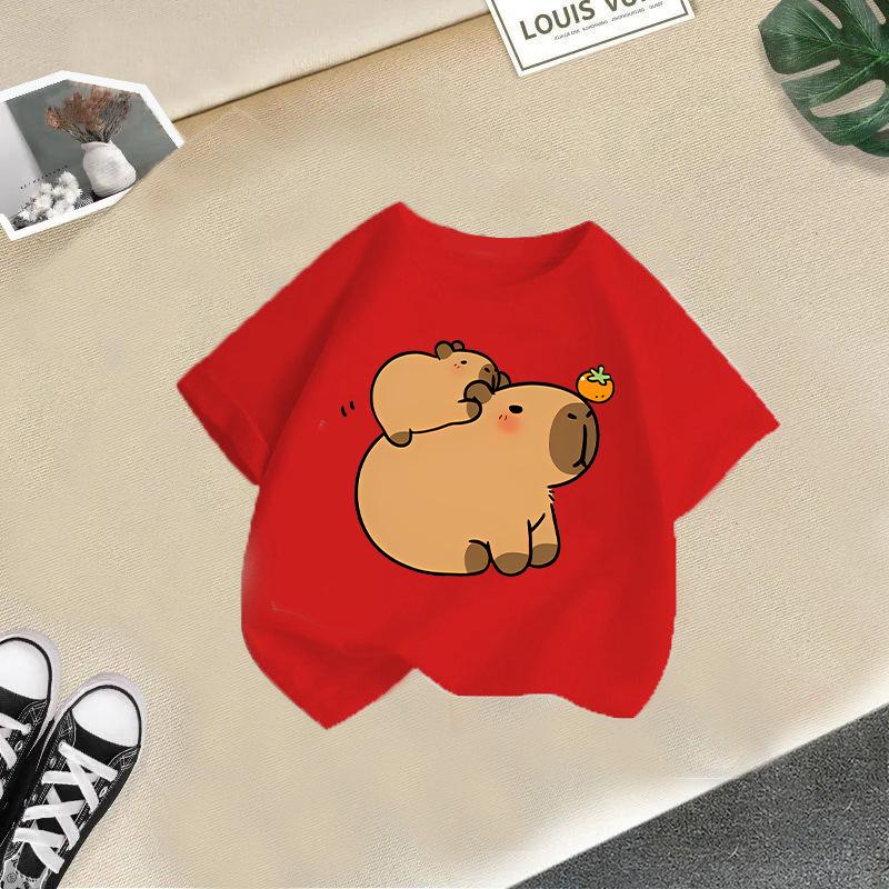 Children's Casual Short-sleeved T-shirt, Summer Boys' And Girls' Cute Capri Blouse