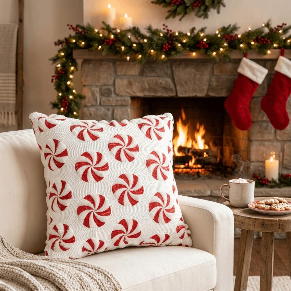 Durable Throw Pillow Cover Soft Comfortable Cushion Cover Gift Christmas Pillow Cover Winter