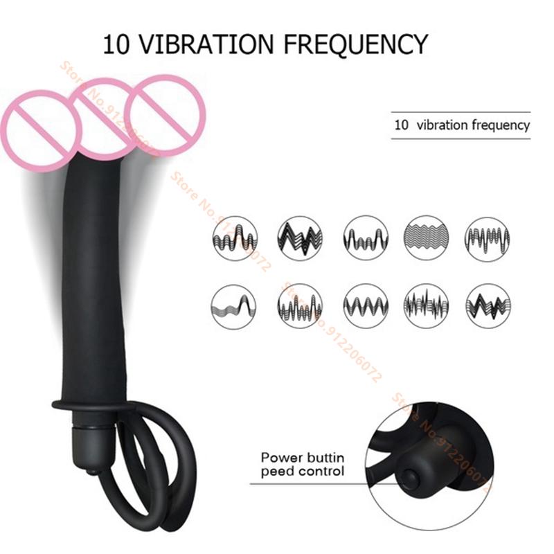 Skin Friendly Beginner Vibrating Strap On Dildo Double Penetration Anal Plug Reusable Adult Toy for Men