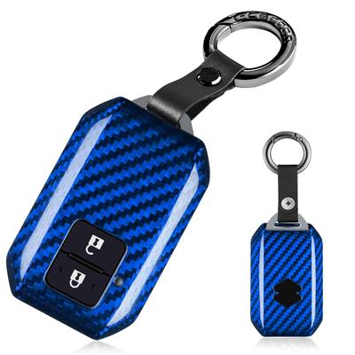 Echte Kohlefaser Schlüsselhülle für Suzuki Jimny Kompatibel mit Wagon Wagon R Neu Neuem Jimny Ignis und Mehr 2 Blau T-carbon (Neues Modell) - R,