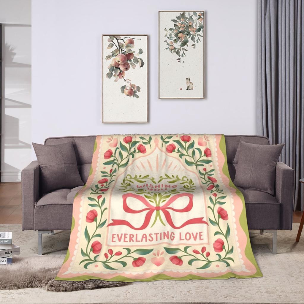Border Painting Art Wishing U Super Warm Blanket Kids Plush Bedding Throws Funny Couch Chair Flannel Bedspread Sofa Bed Cover