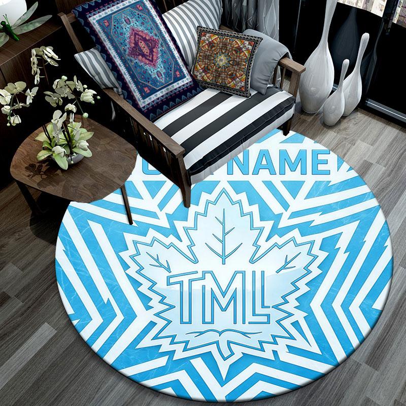 Custom Name,Toronto Maple Leafs pattern round rug,Carpet Rug for Living Room Bedroom Playroom ,Non-slip Floor Mat,Holiday Gifts and Birthday Gifts.
