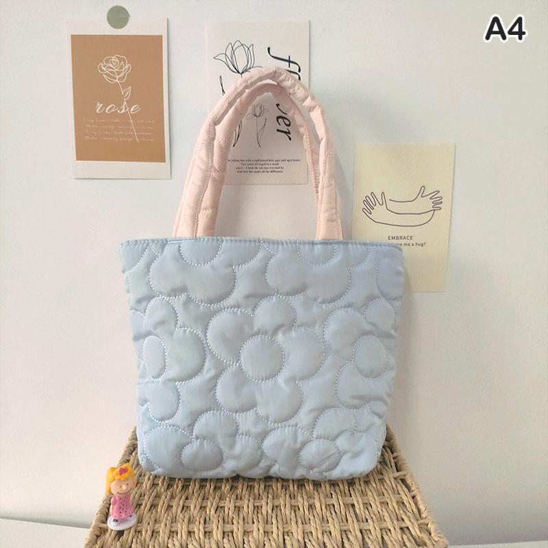 Korean Style Quilted Portable Snack Storage Bag Ins Style Bento Bag Lunch Box Handbag Trolley Hanging Bag  Women Handbag