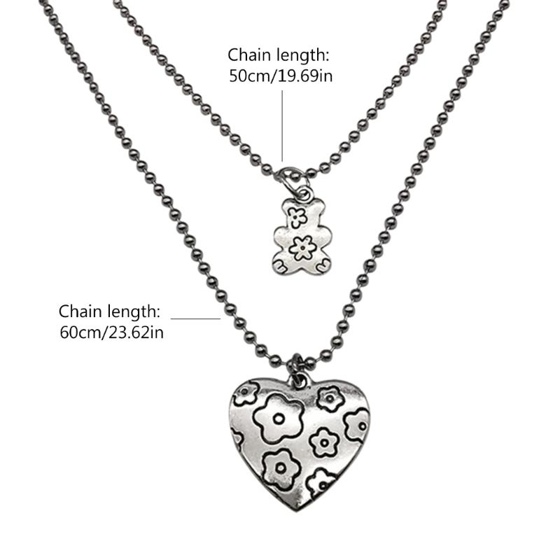 Fashion Trend Niche Bear Love Pendant Collarbone Chain Temperament Simple Cold Wind Adjustable Long Chain Necklace