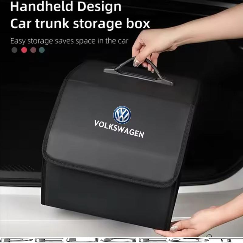 PU Leather Car Trunk Storage Bag Collapsible Camping Box For VW GTI Polo Golf MK6 Passat B6 Jetta Tiguan CC Taigo T-ROC Hub Cap PR1