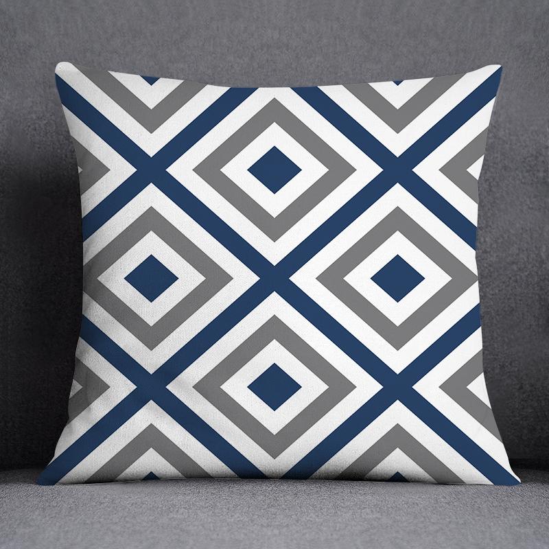 Cushion Cover Geometric Pattern Polyester Blue Grey Pillowcase Upholstery Sofa  Throw Pillow Home Decor Pillowcas