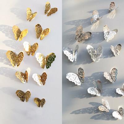 12 stücke hohl dreidimensionale schmetterling wand aufkleber 3D wand aufkleber zimmer wand aufkleber