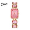 Sophisticated Bracelet Watch Ladies Quartz Sparkling Rhinestone Rectangular Dial Fashionable