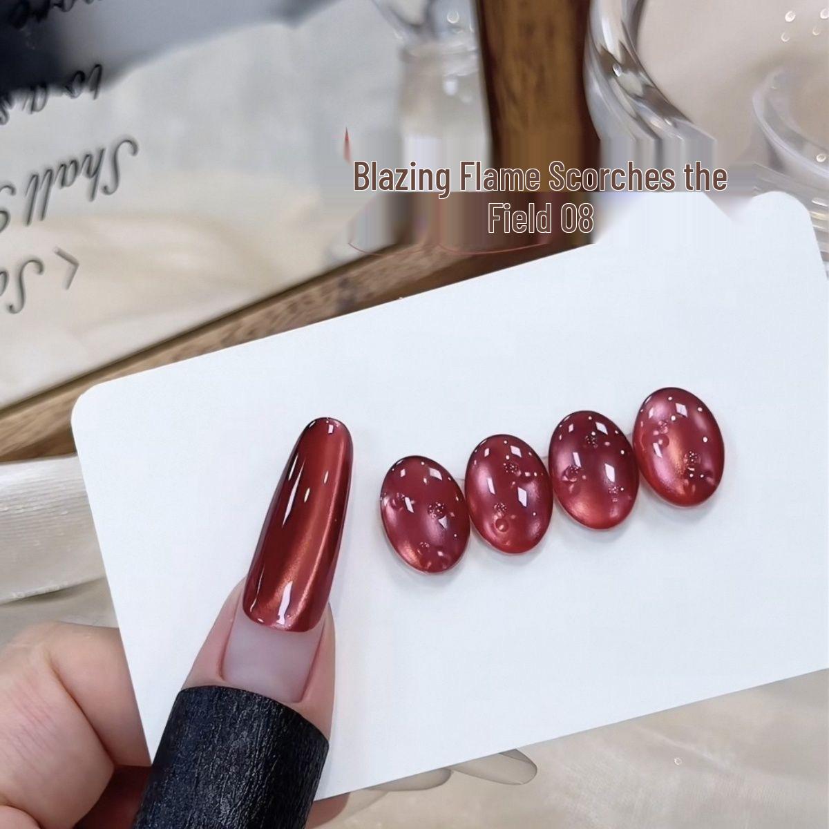 UOMEEI Blazing Field Red Glass Bead Cat Eye Gel: Autumn/Winter High Density Magnetic Powder in Deep Red
