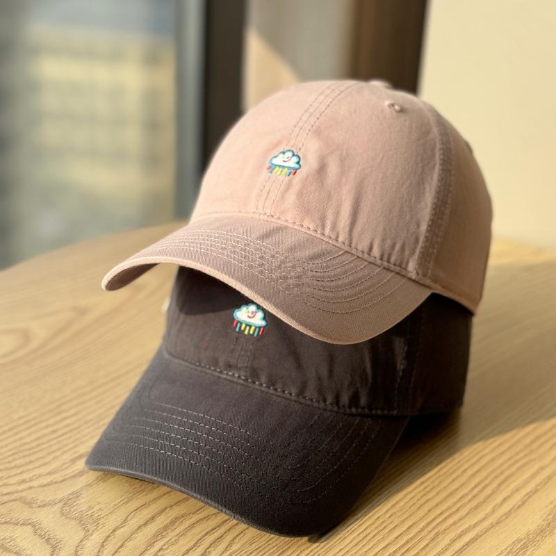 Spring And Summer Small Embroidery Soft Top Baseball Cap Female Big Head Circumference Showing Face Small Wide Brim Cap Male
