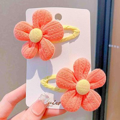 2Pcs/Set Children'S Cute Fabric Flower Pair Clip Hair Accessories Girl Hairpin