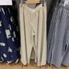 Japanese Women's Plaid Seersucker Elastic Waist Straight-Leg Pants, Spring/Summer 2025 Collection.