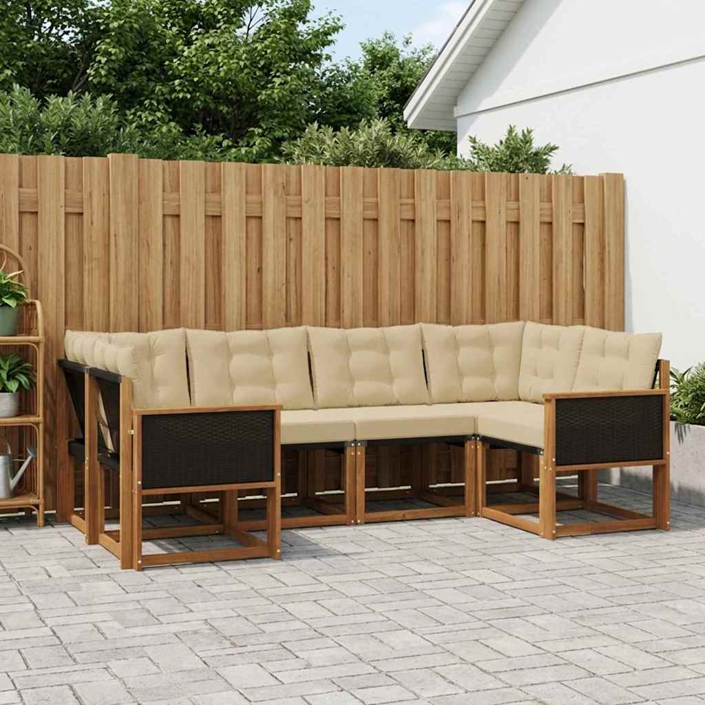 Outdoor Sofa Set with Cushions 6 pcs Natural and Beige