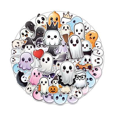 50 Cute Wind Halloween Ghost Graffiti Stickers Mobile Phone Waterproof Decorative Stickers Halloween Children's Stickers