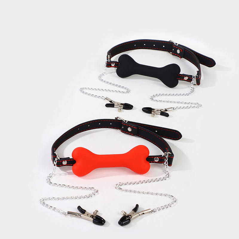 Sexy BDSM-Accessoires: Knochenförmige Ballgags, Brustwarzenklemmen, Brustfolterspielzeug, Trainings-Sexspielzeug für Paare, Silikongags