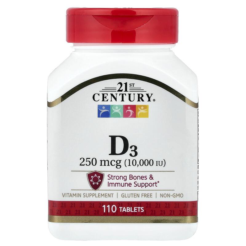 Vitamin D3, 250 Mcg (10,000 IU), 110 Tablets