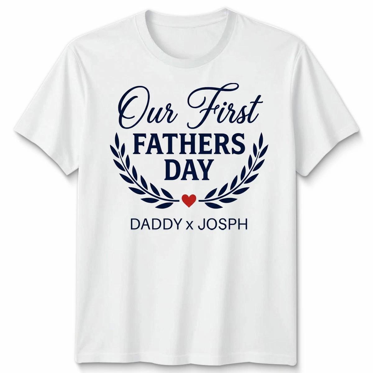 Personalised Our First Fathers Day Matching Unisex TTshirt Top Gift XL