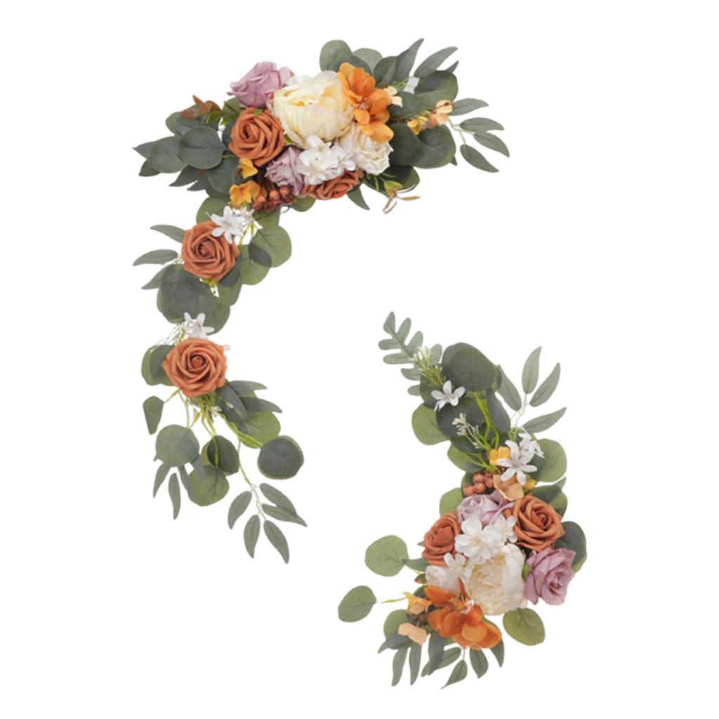 2x Wedding Arch Flowers Decoration Green Leaves Boho Arch Floral Arrangement Artificial Rose for Wall Party Reception Window
