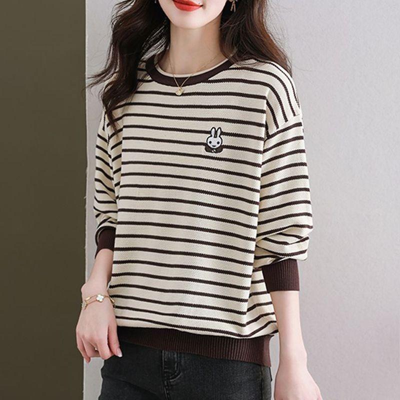 Striped Sweater Women's Long-sleeved Top Autumn 2025 New Loose Thin Bottoming Shirt Sweater Pullover
