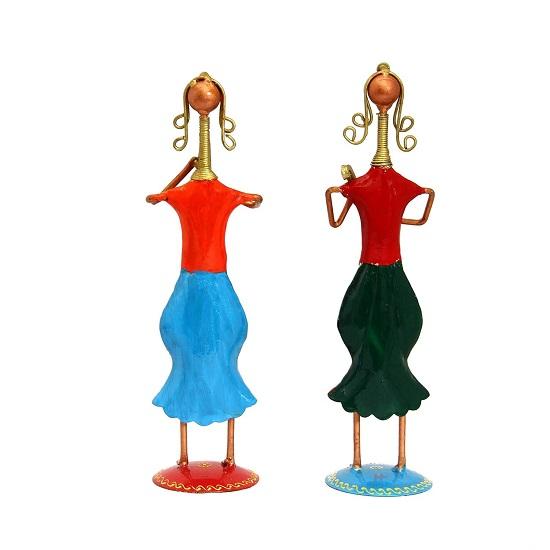 Musical Lady Dolls Set Handmade Decorative Gift Item Showpiece for Homedecor (12.25 Inch) - Set of 2 Pc