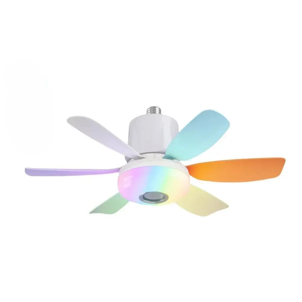 

2026 New RGB Color Changing E27 Ceiling Fans with Remote Bluetooth Music 32W Led Ceiling Fan Light for Bedroom Kitchen Lighting 32W