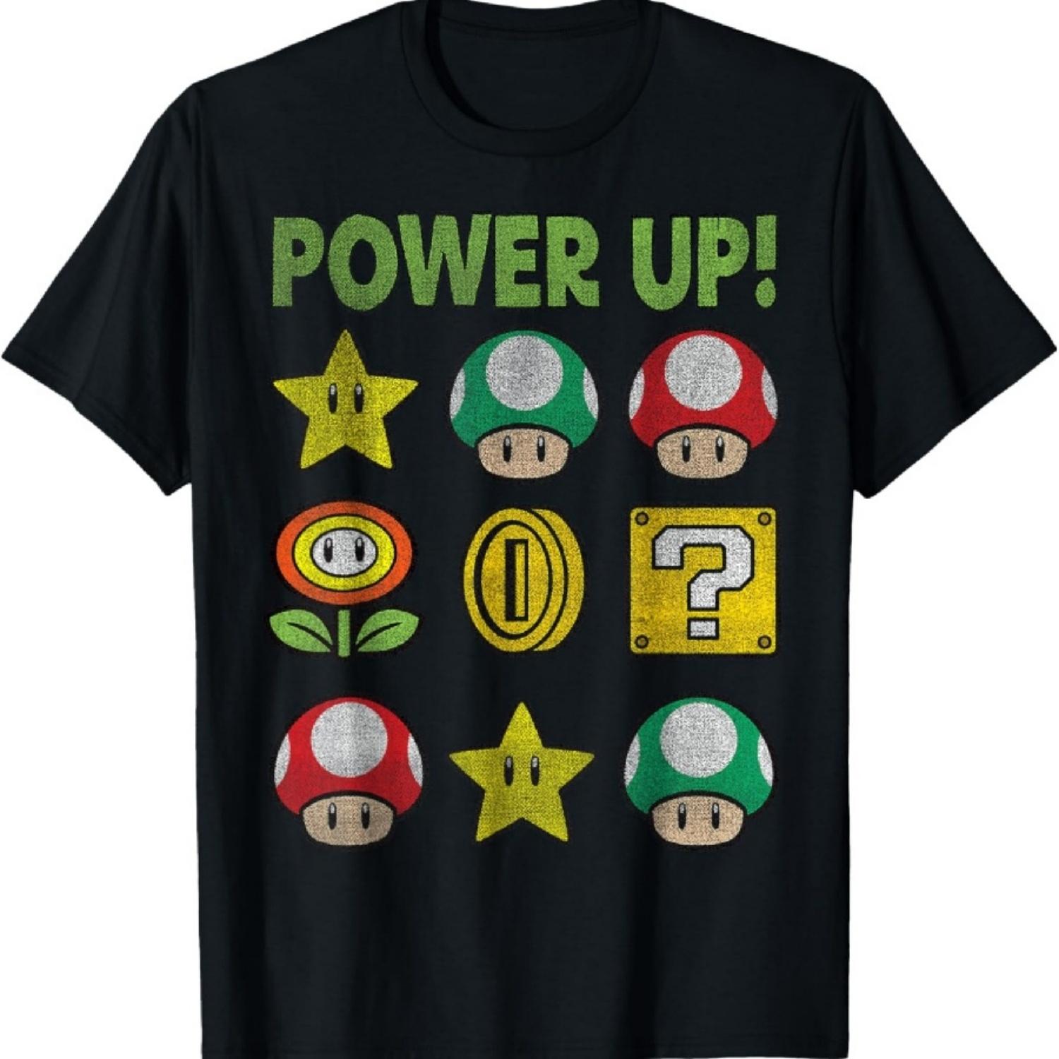 Super Mario Power Up Items Vintage Graphic T-Shirt T-Shirt S