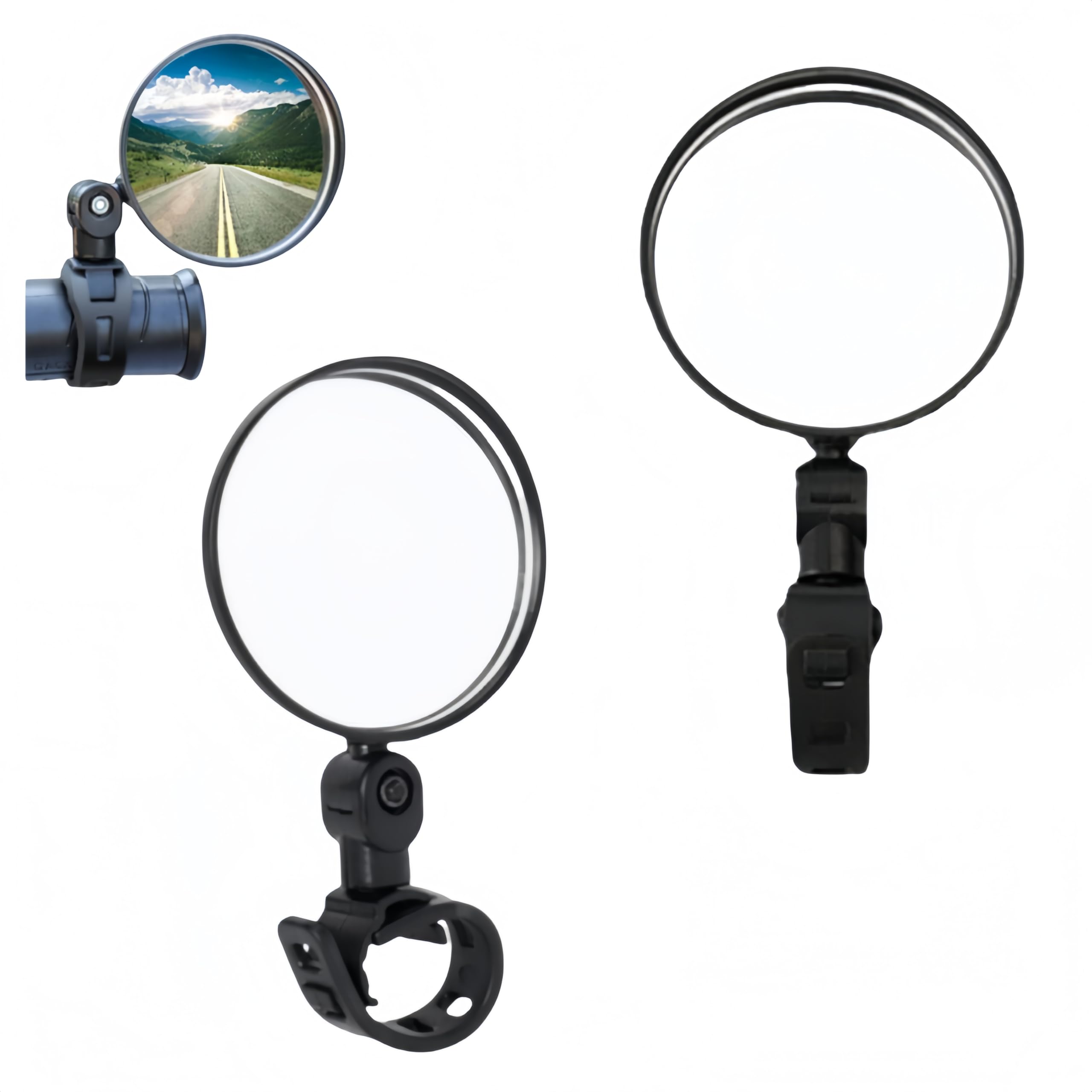 Ai-OUMLEEF Set of 2 Bicycle Mirror 360 Degree Rotation Rearview Diameter 8cm, length 14.5cm