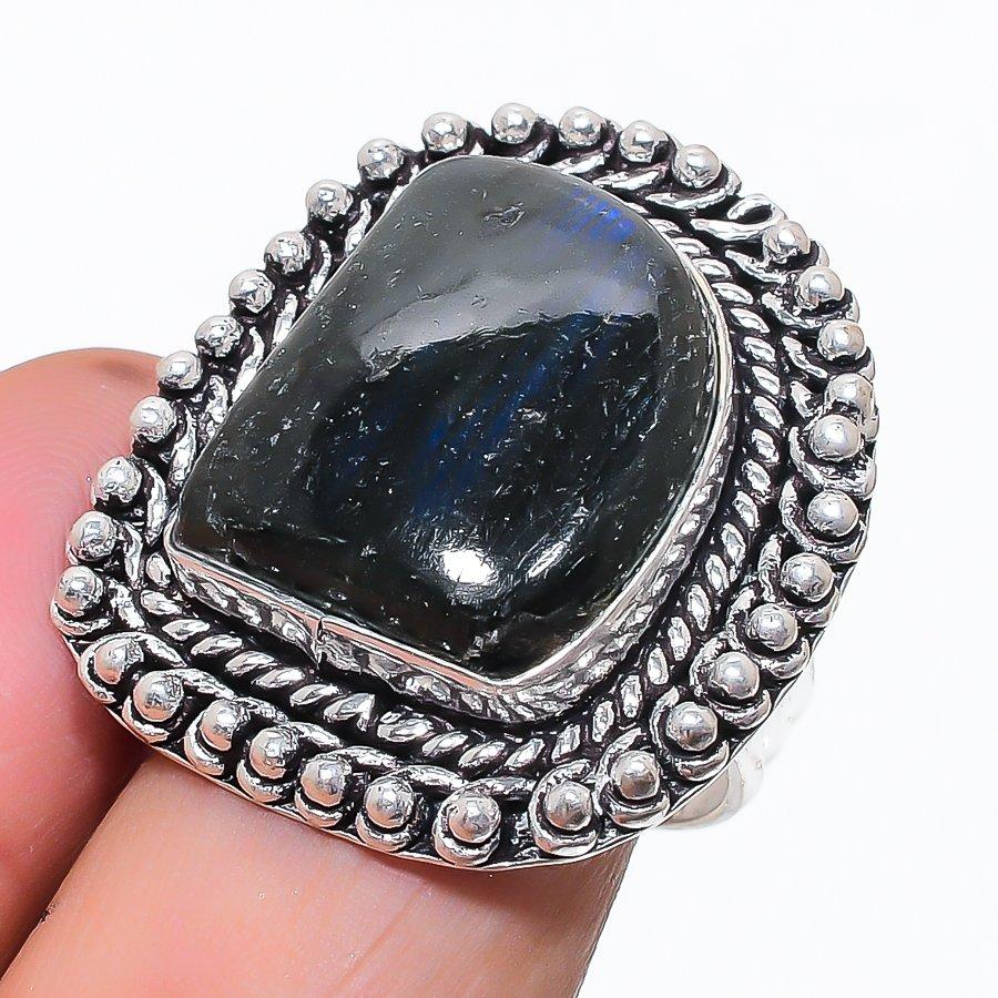 

Natural Labradorite Gemstone 925 Sterling Silver Jewelry Ring Size 9 i7k59