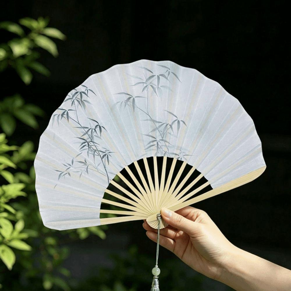 New Chinese Style Folding Fan Vintage Handheld Fan Creative Shell Shape Fan Photography