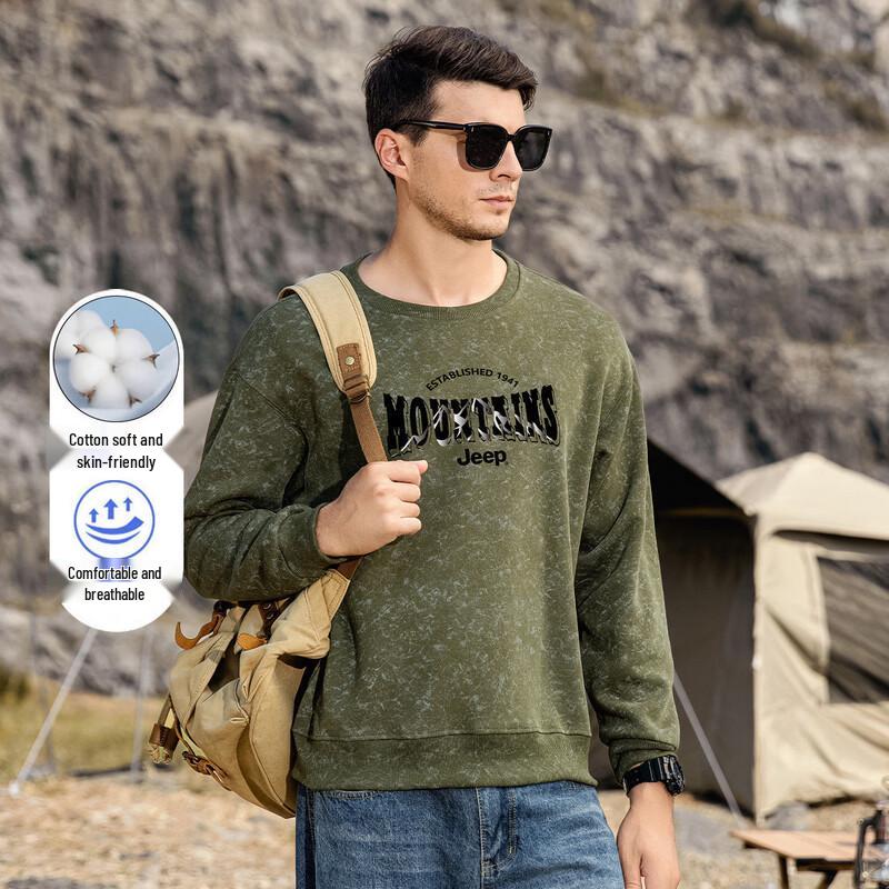 JEEP Men s Spring Autumn Round Neck Sweatshirt L