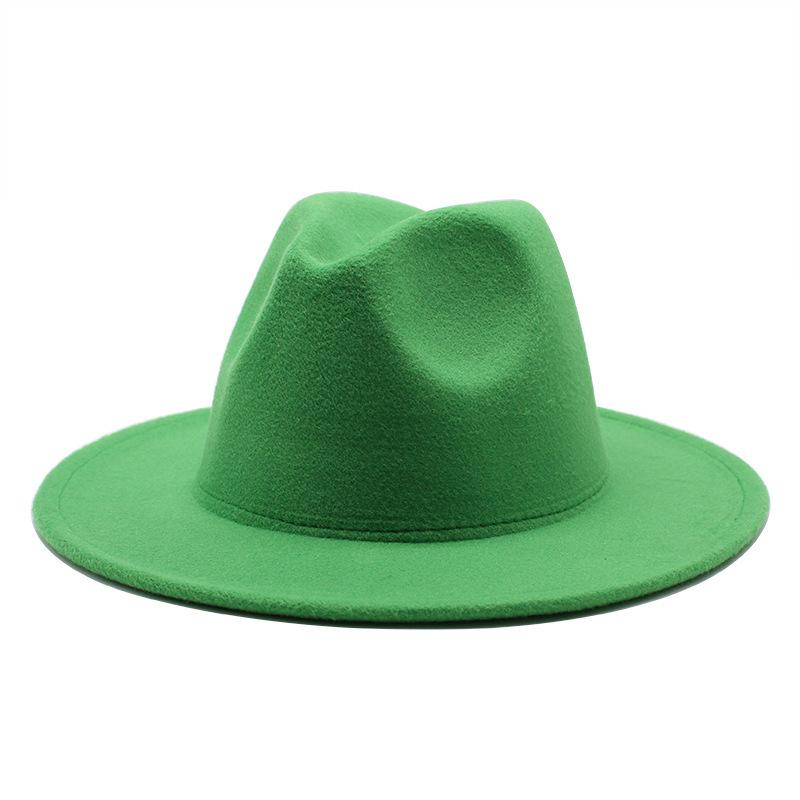 eBay Monochrome Light Board Men's and Women's Hats, Simple Woolen Top Hat, Flat-brimmed Big-edged Jazz Hat.