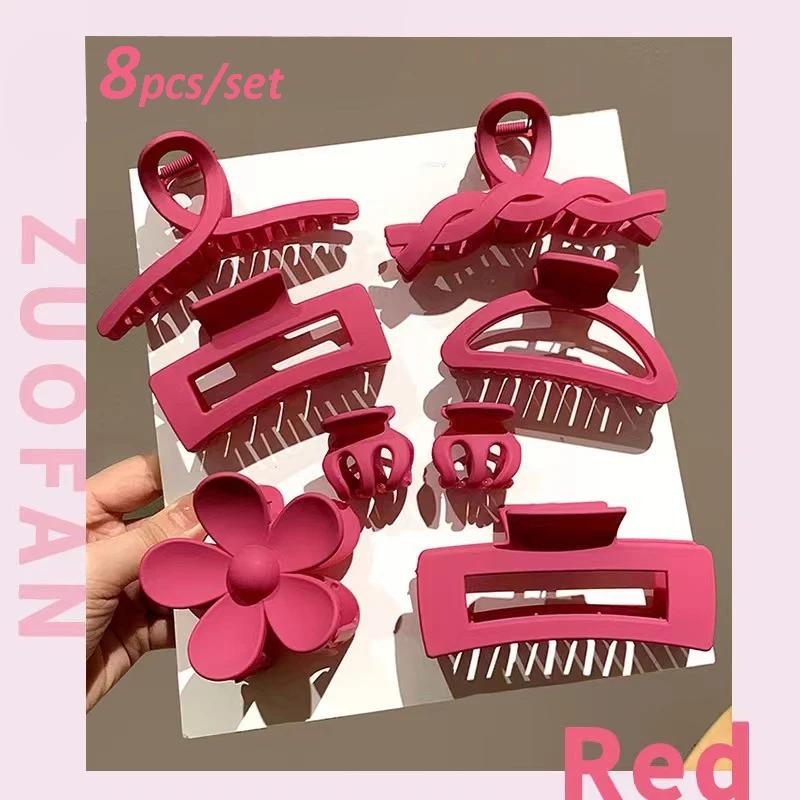 8PCS Headwear Set Fashion Hair Claw Clip for Women Simple Acrylic Large Hair Claw Girls Hairpins Clip Barrette Hair Accessories