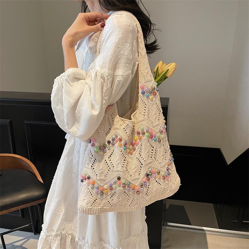 Lazy wind big bag women's new popular fashion knitted shoulder bag large capacity commuter tote bag