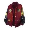 Tide Brand AC Milan Embroidered Leather-Sleeve Versatile Baseball Jacket