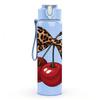 1PC Cherry Fruit Leopard Bow Print 750ml Color Plastic Sports Water Bottle Leakproof Flip Straw Lid Suitable for Sports Office Home Use