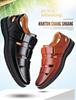 "Men's Black Leather Non-Slip Business Casual Sandals for Middle-Aged and Elderly"