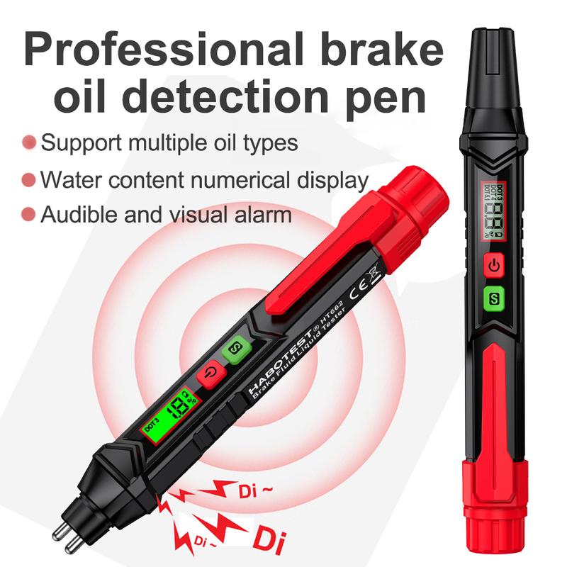 HT662 Brake Fluid Liquid Oil Tester with Sound and Light Alarm Analyzer Meter for DOT3/DOT4/DOT5.1 Brake Fluid Content Detector