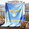 Flannel Blanket Lazio FC Print Custom Name Text Soft Throw for Sofa Bed