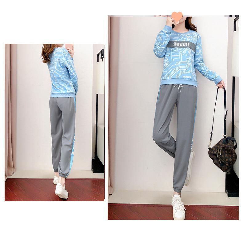 2022 Autumn Sweet Style Women's Printed Trousers Fashion Casual Suit