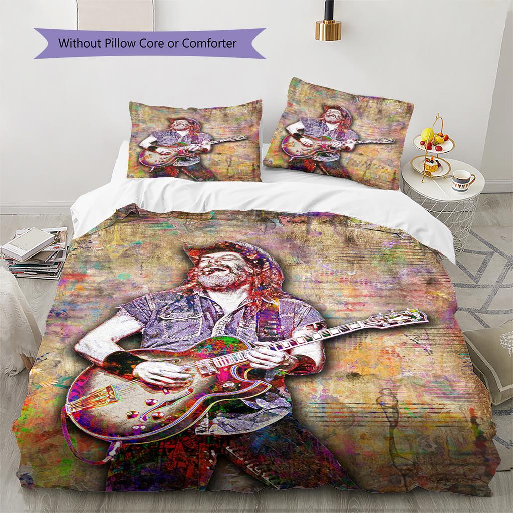 Art of Singer Pattern Bedding Quilt Set Quilt Cover Pillowcase Home Decoration Gift (1 * Duvet Cover + 2 * Pillowcase, Without Core)