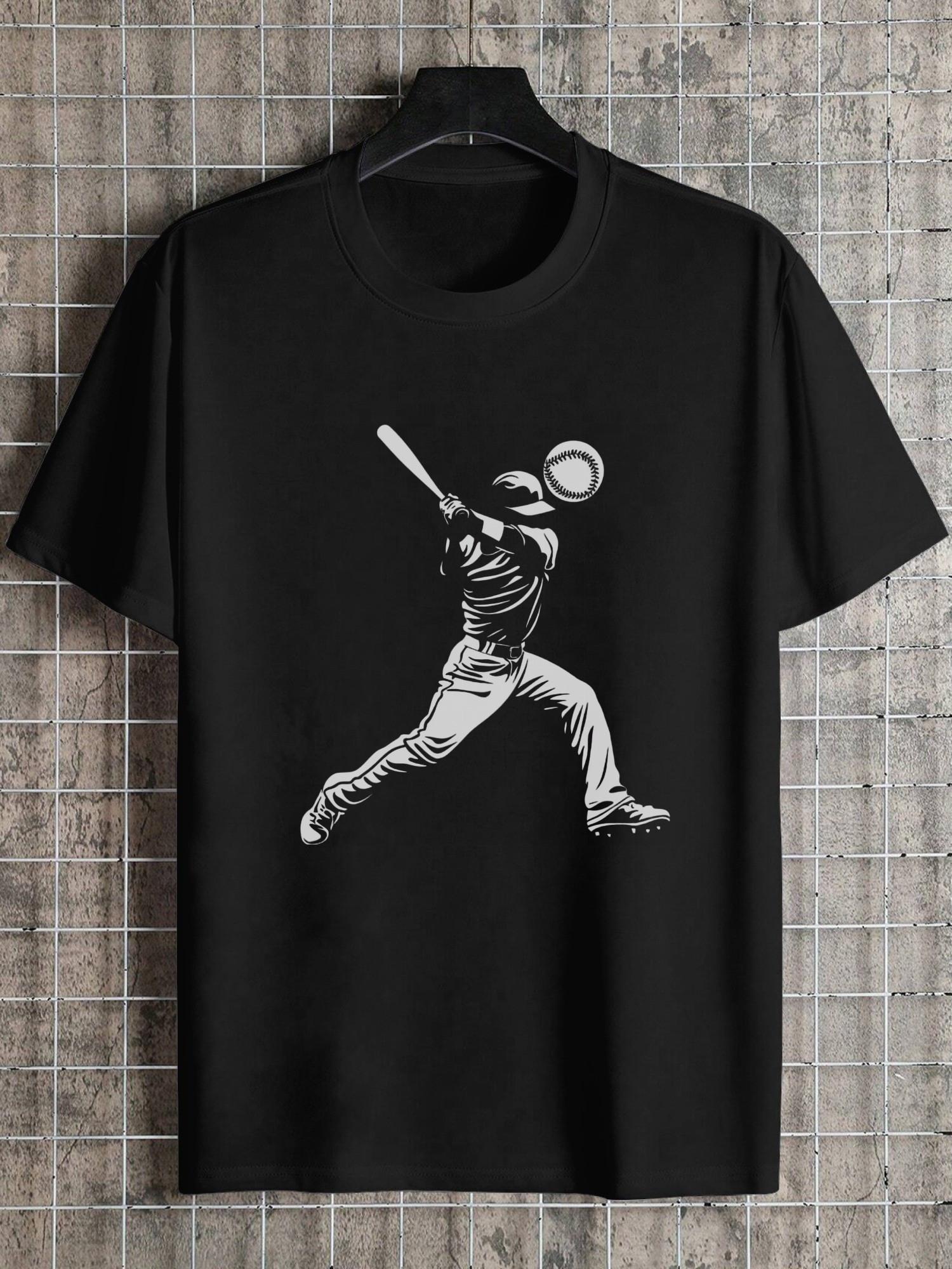 

Baseball Player Graphic Black & White T-shirt - 180g Cotton Crew Neck Short Sleeve XXXL