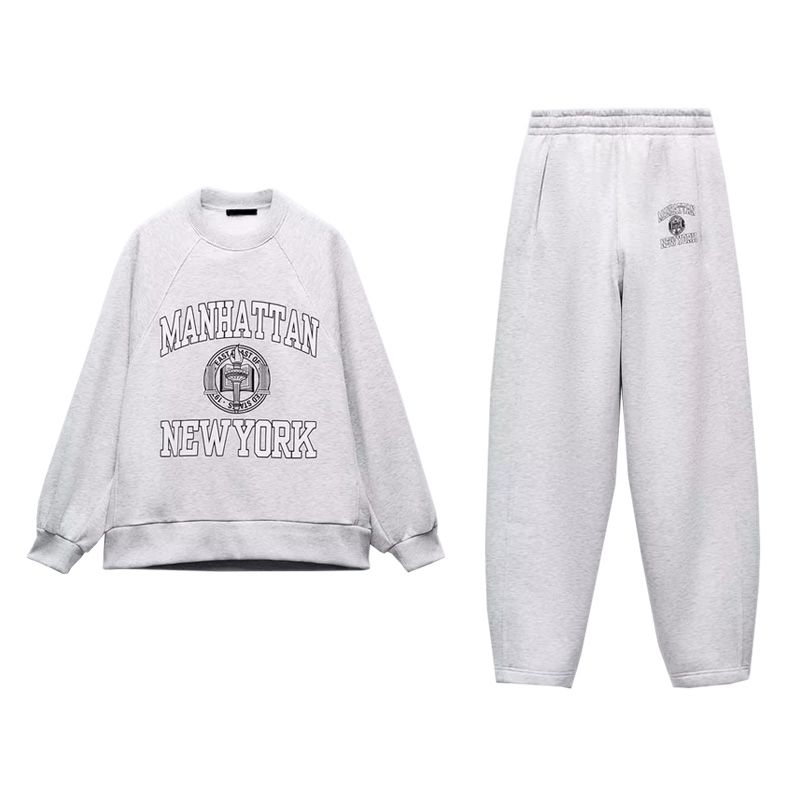 Spring New Casual Two-piece Set Women's School Team Style Hoodie 5584820 School Team Style Jogging Pants 5584821