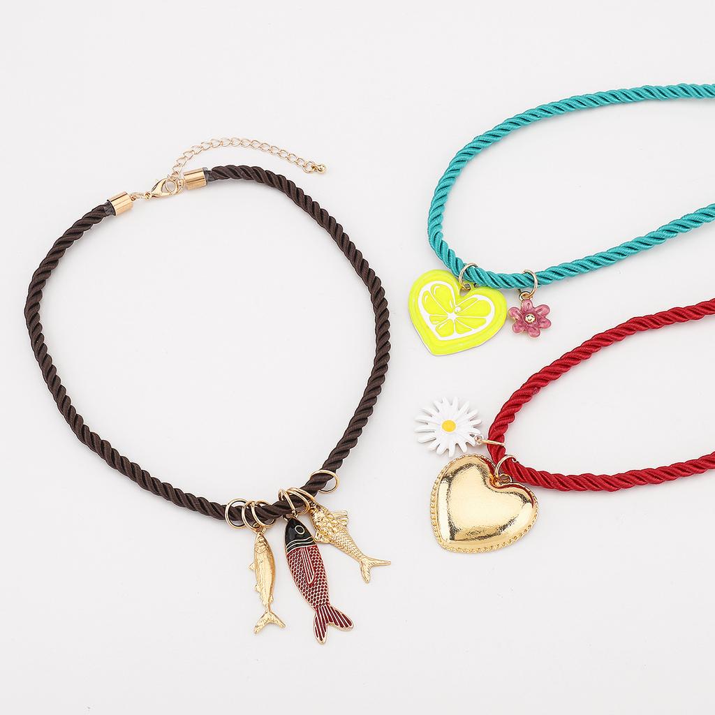 Ethnic Style Flower Pendant Necklace Hip Hop Nylon Rope Jewelry Accessories