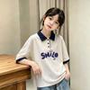 Girls' Cotton Color Block Short Sleeve Polo Shirt, Summer 2026 New Style, Medium/Large Kids' Loose Lapel T-shirt, Trendy.