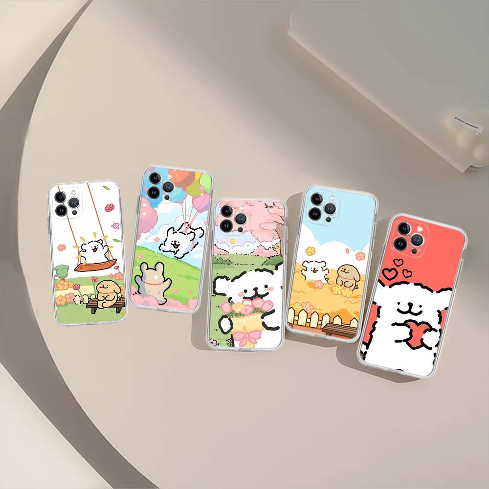 1pc Cute Cartoon Line Dog Maltese Phone Case For IPhone 17 16 15 14 11 12 13 Mini Pro XS Max Plus Funda Shell