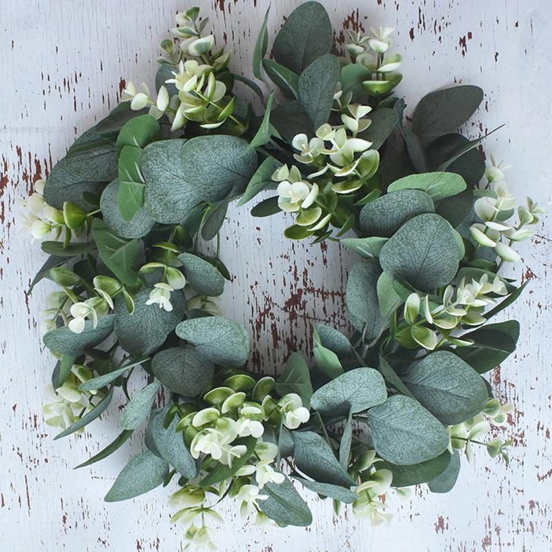 M-Modern-Faux Boxwood Wreath 12.9Inch Artificial Green Leaves Wreath For Front Door Hanging Wall Window Wedding Party Decoration