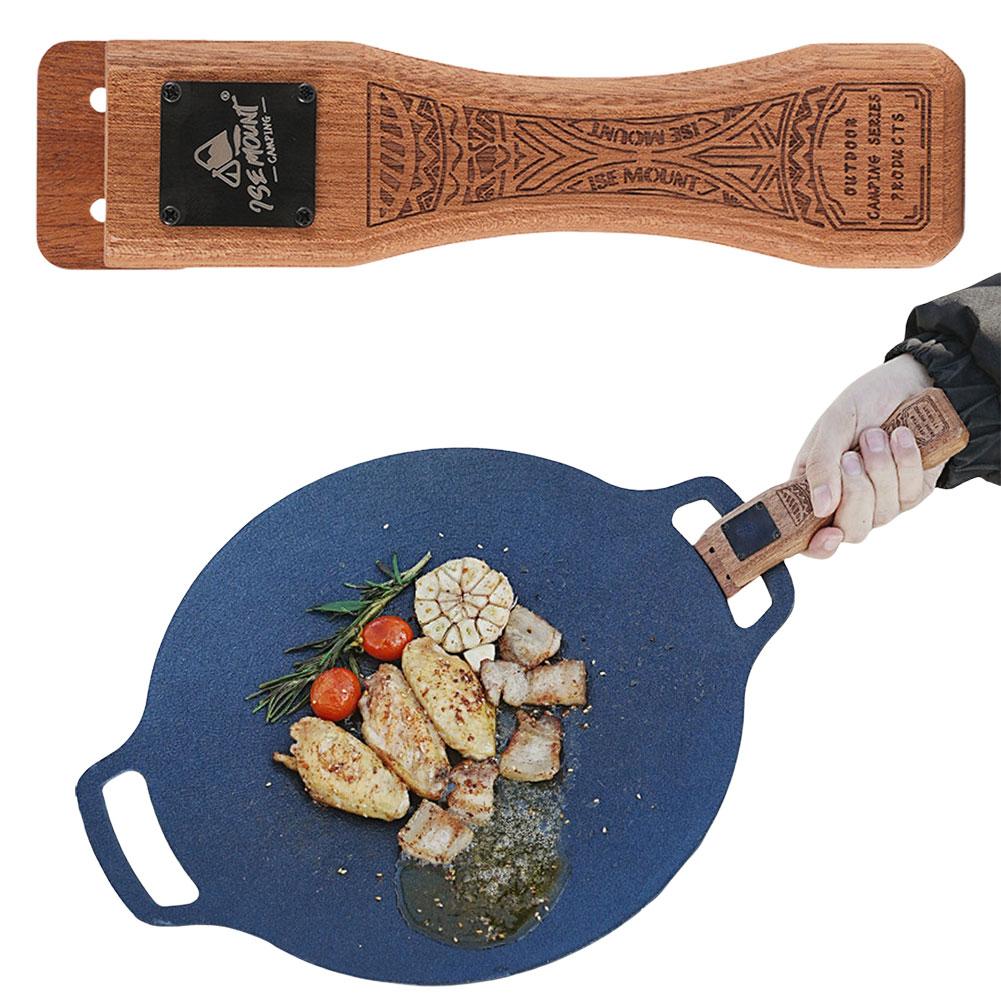 Sapele Anti-Scalding Solid Wood Handle Adjustable Heat Resistant Insulated Grip Portable Grill Plate Handle Outdoor Camping Tool