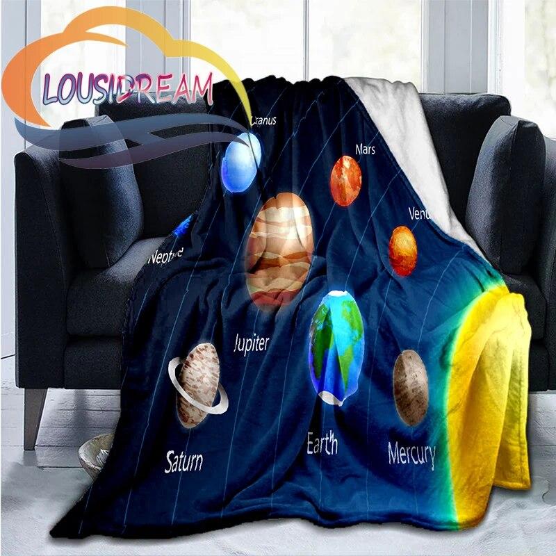 Space Universe Vector and The Sun  Many Planets In Galaxy Series Wool Blanket Cashmere  Fashion Flannel Blanke